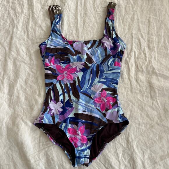 Coco Reef Bra Sized One Piece Tropical Floral Swimsuit Size 10 / 34D - Picture 1 of 7